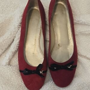 Talbots Elegant Red Women's Flats with Bow Accent